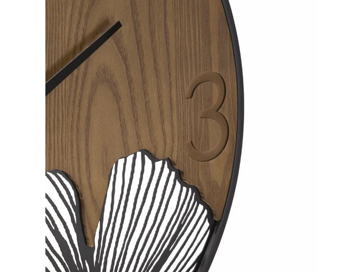Horloge murale 60 cm Fauna Noir et Bois