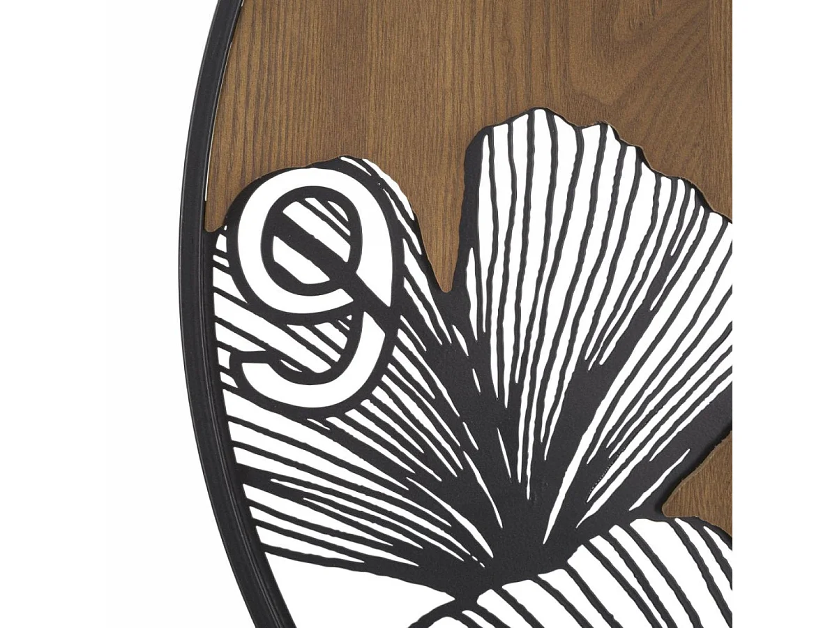 Horloge murale 60 cm Fauna Noir et Bois
