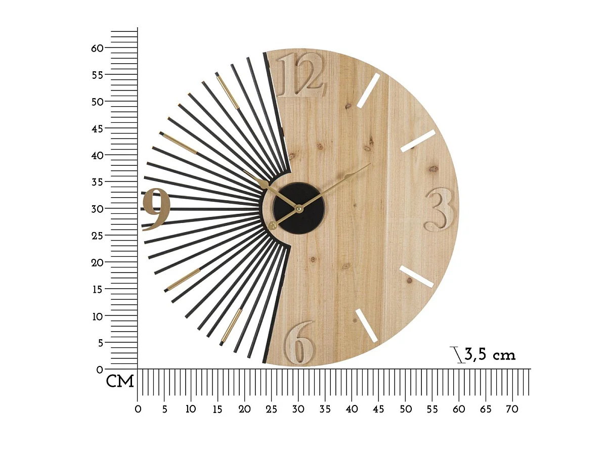 Horloge murale 60 cm Ottavia Bois et Noir