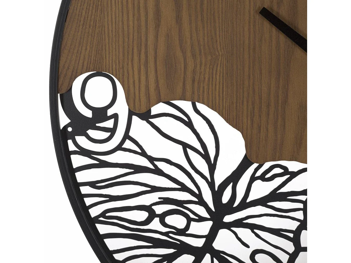 Horloge murale 60 cm Jasmine Noir et Bois