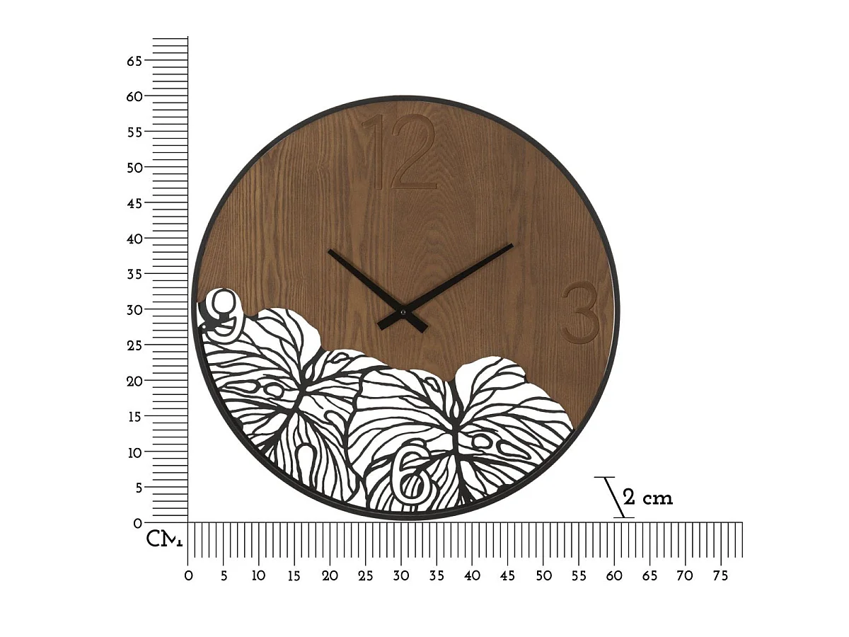 Horloge murale 60 cm Jasmine Noir et Bois