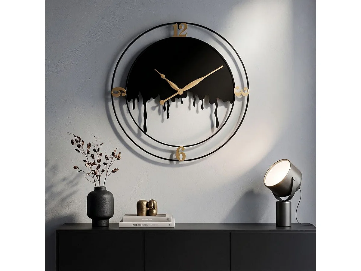 Horloge murale 66 cm Amadeo Noir et Doré