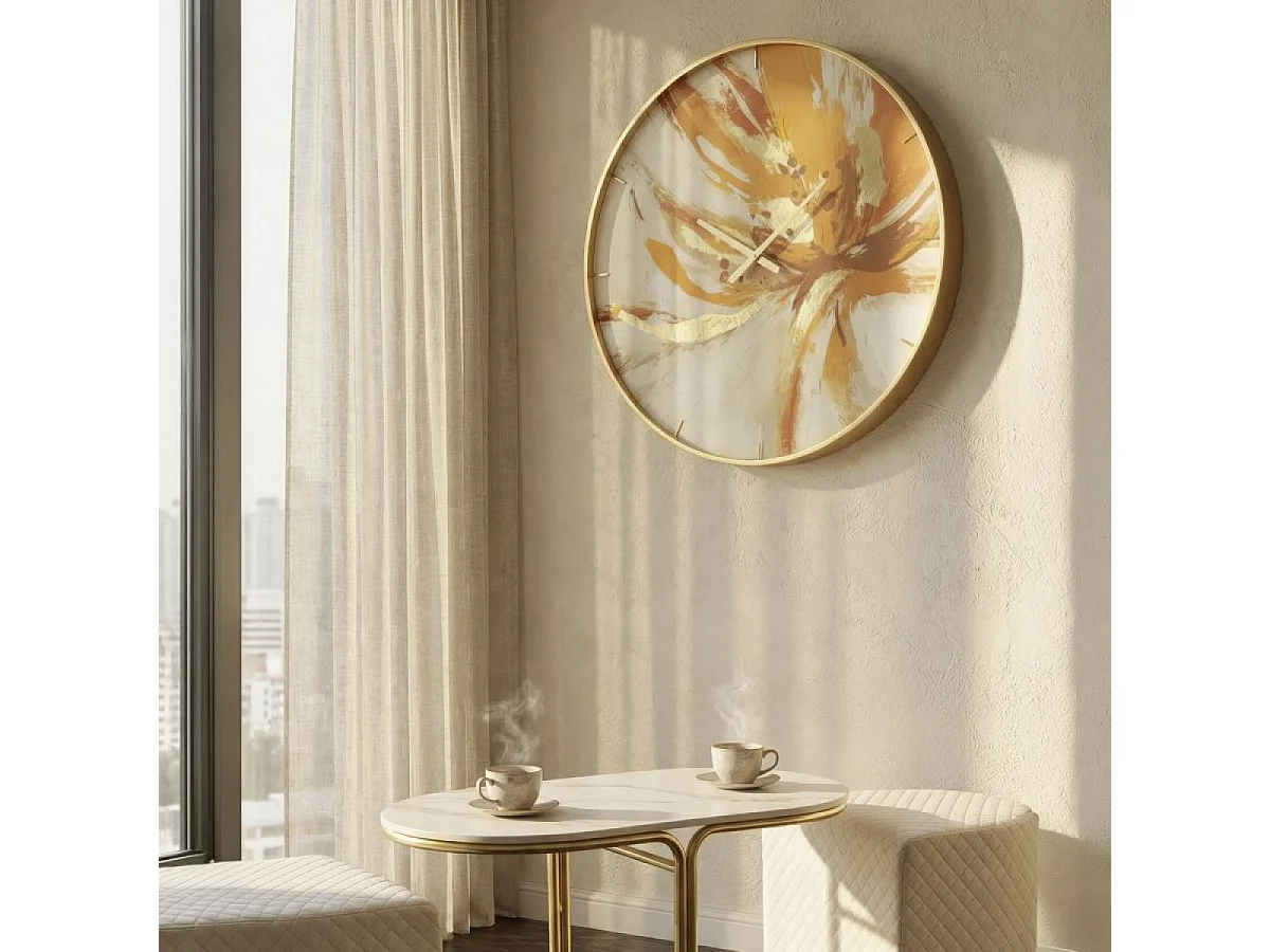 Horloge murale 80 cm Millie Orange et Blanc