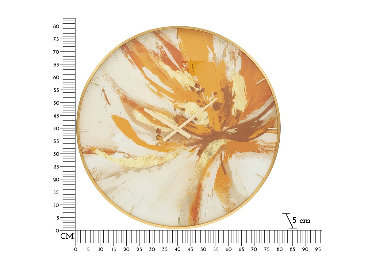 Horloge murale 80 cm Millie Orange et Blanc