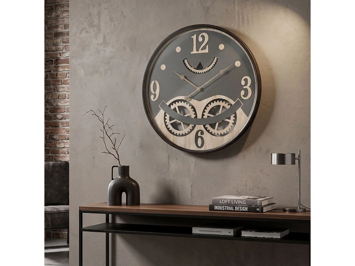 Horloge murale 67 cm Archibald Noir et Marron