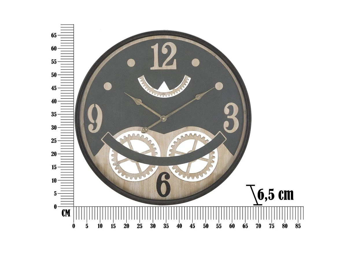 Horloge murale 67 cm Archibald Noir et Marron