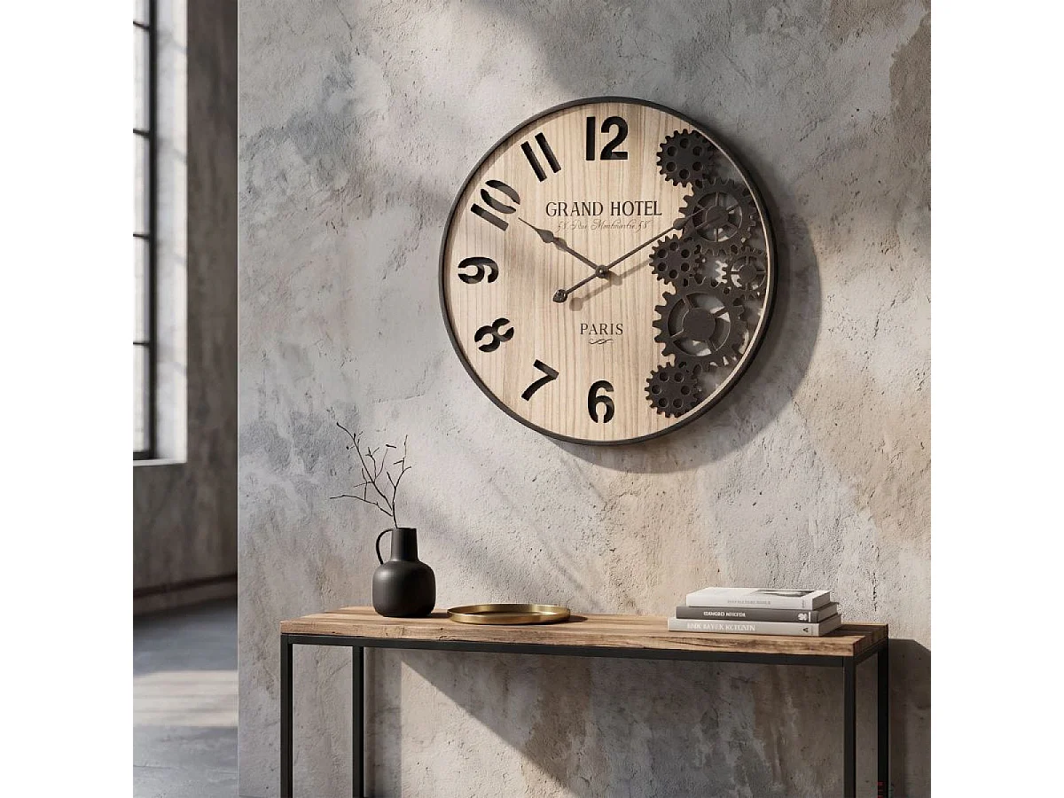 Horloge murale 60 cm Magnus Bois et Noir