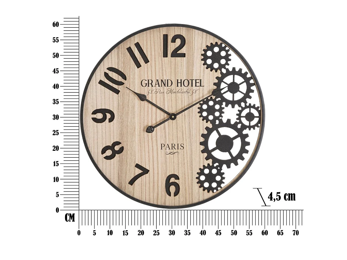 Horloge murale 60 cm Magnus Bois et Noir