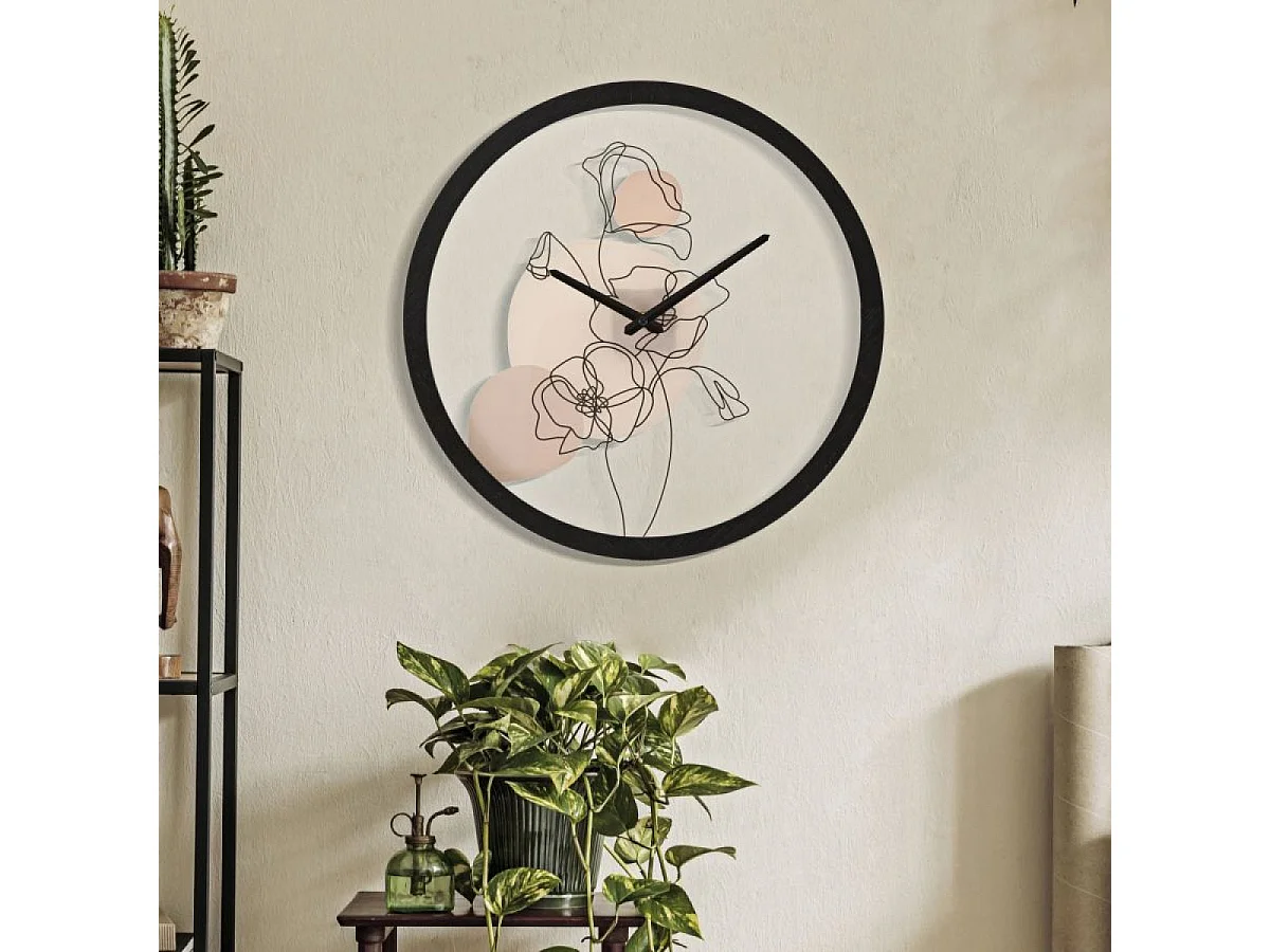 Horloge murale 40 cm Coquelicot Calliope Blanc et Noir