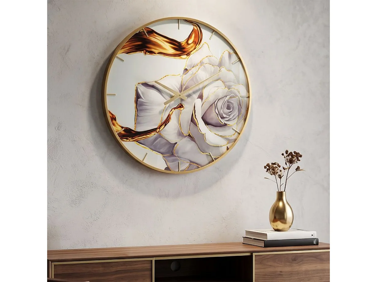 Horloge murale 60 cm Rosie Doré et Gris