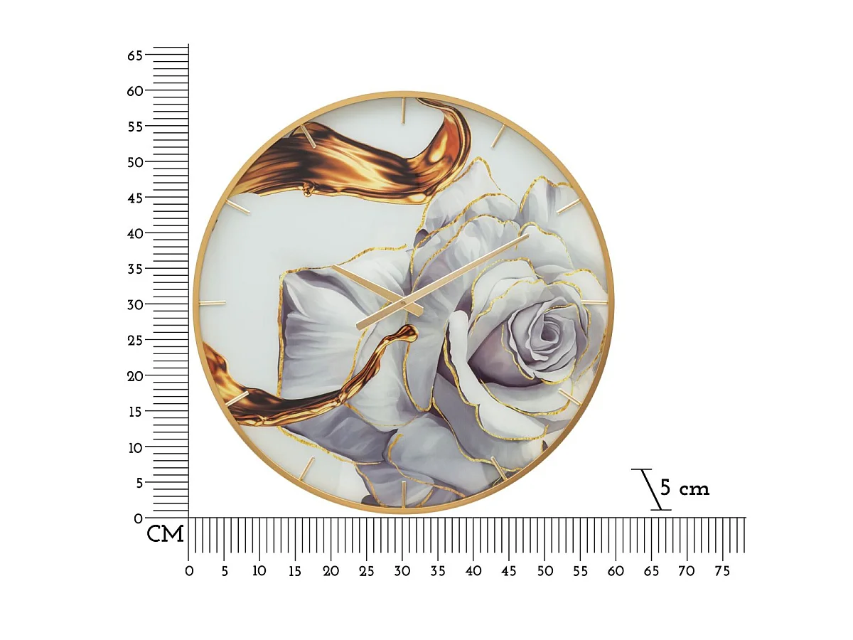 Horloge murale 60 cm Rosie Doré et Gris