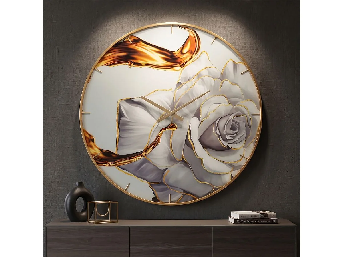 Horloge murale 80 cm Rosie Doré et Gris