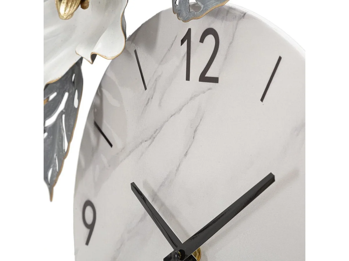 Horloge murale 64 cm Acanthe Blanc et Argenté