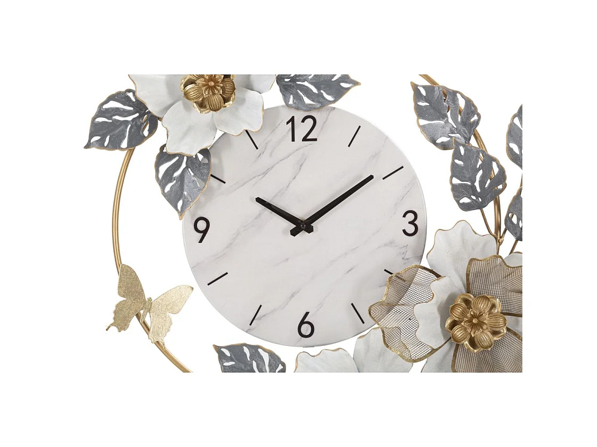 Horloge murale 64 cm Acanthe Blanc et Argenté