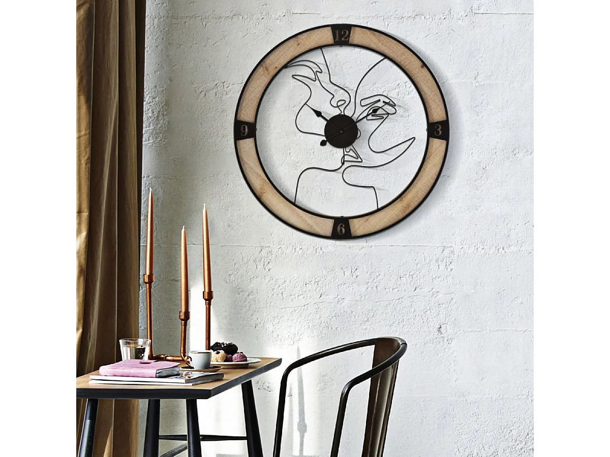 Horloge murale 60 cm Vesta Bois et Noir