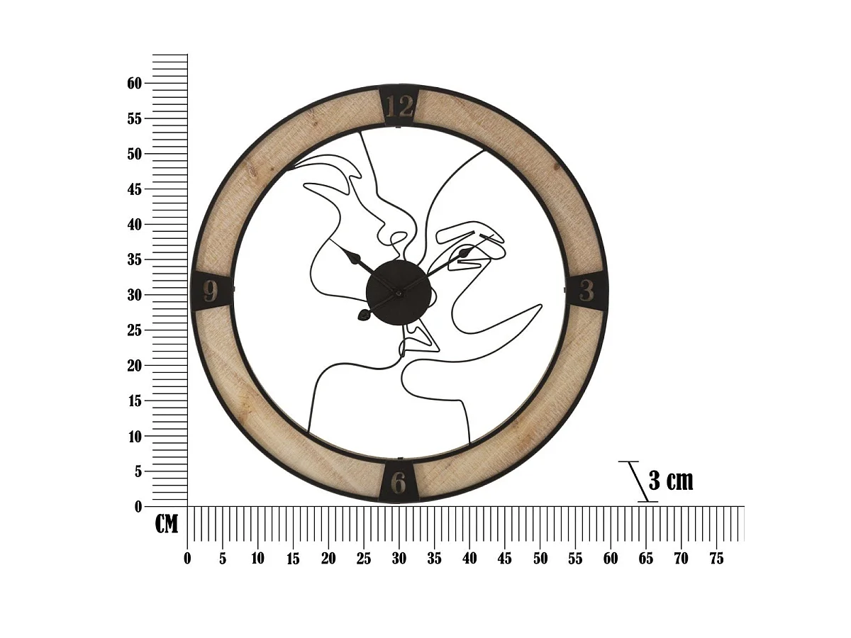 Horloge murale 60 cm Vesta Bois et Noir
