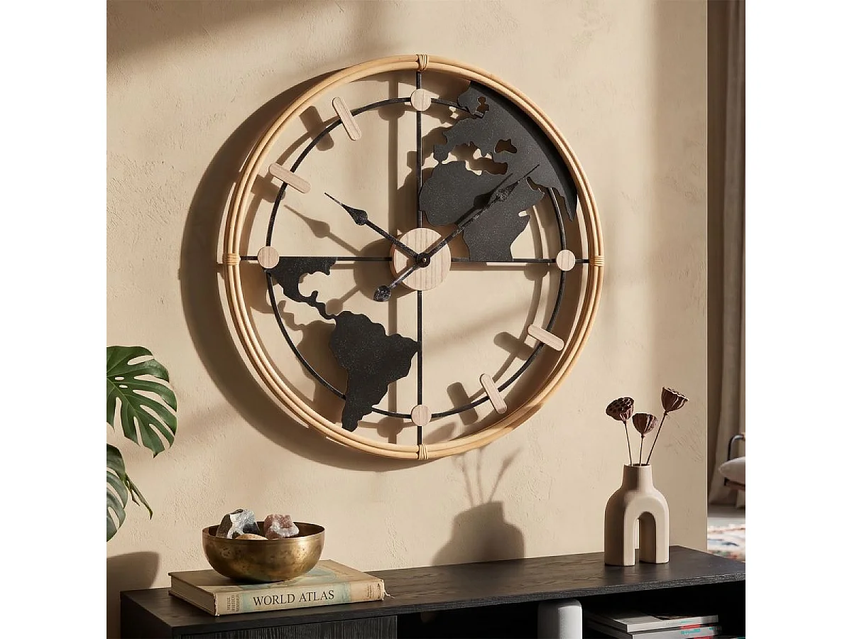 Horloge murale 60 cm Mondo Noir et Doré