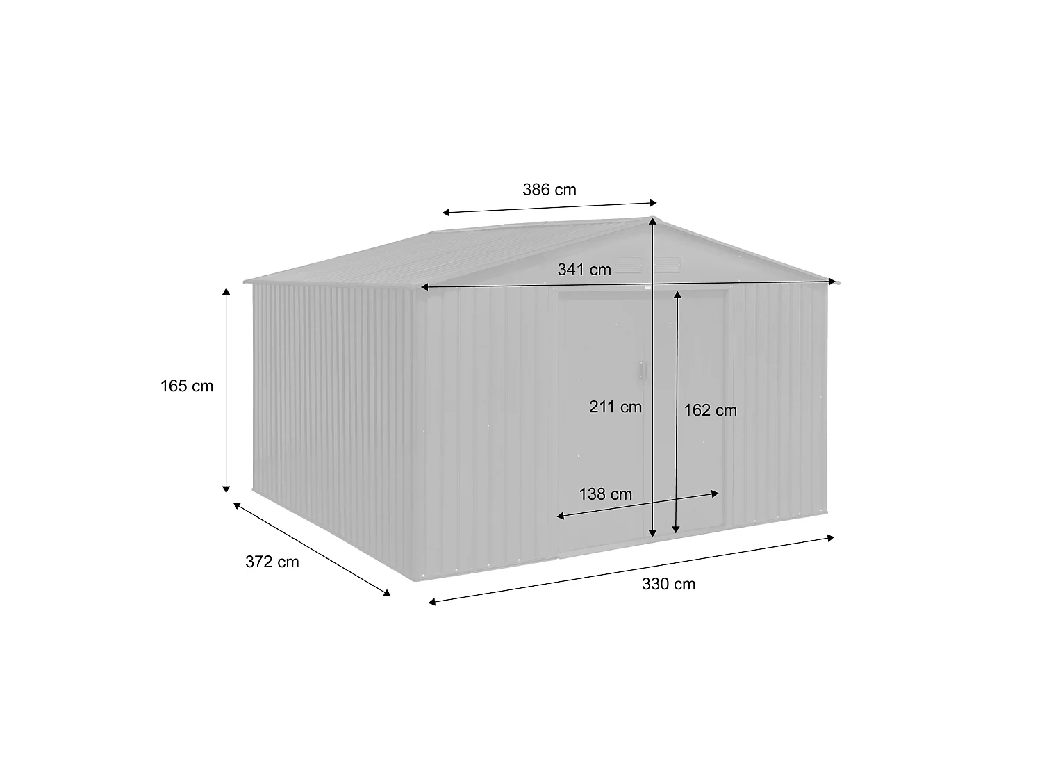 Capannone da giardino in metallo di 12,99 m², Boulonnais, Antracite, 341x386x211 cm