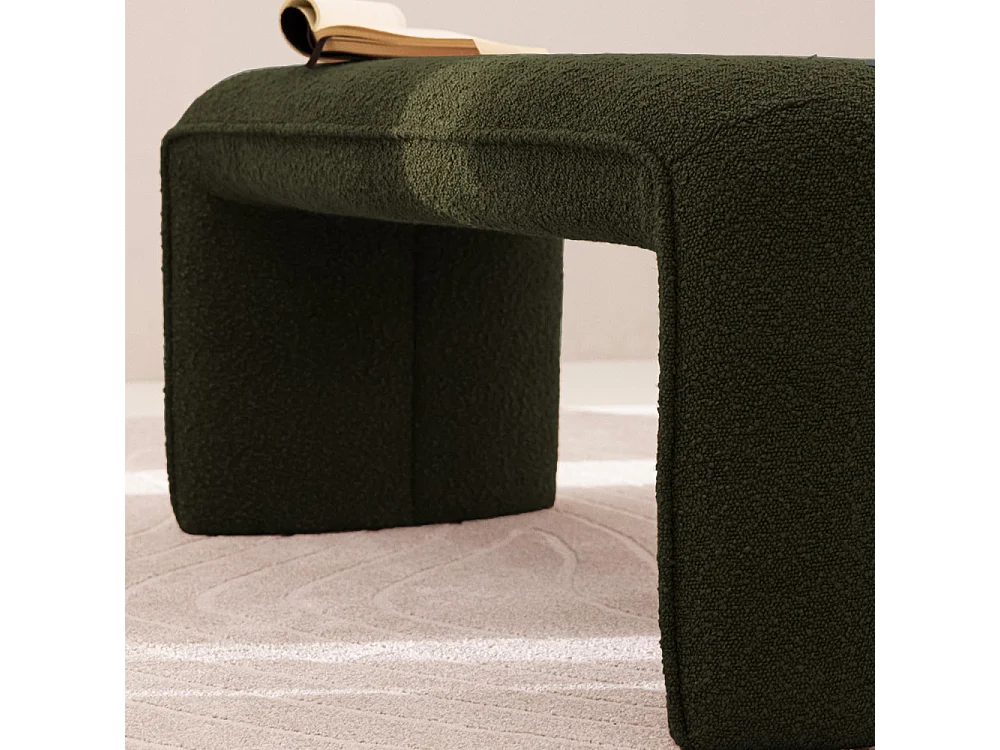 Full - Banc rembourré en tissu bouclette L100cm - Vert kaki