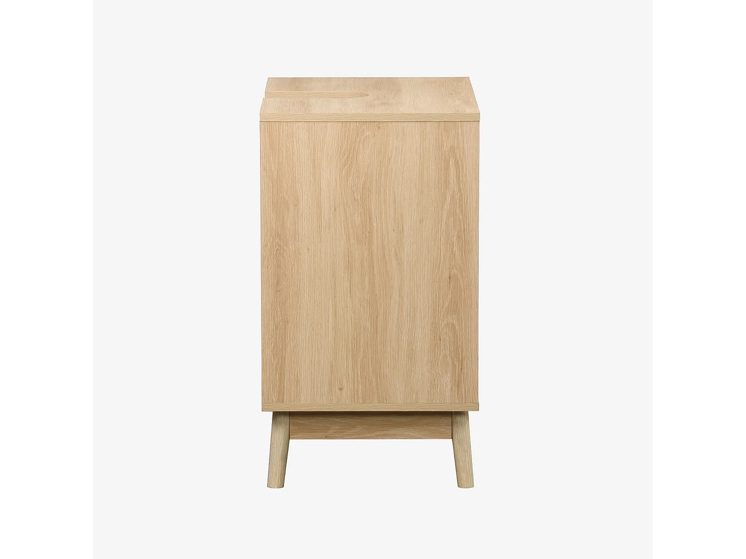 Meuble sous lavabo Linear naturel 2 portes. façades striées. pieds bois de pin. 65 x 40 x 70 cm