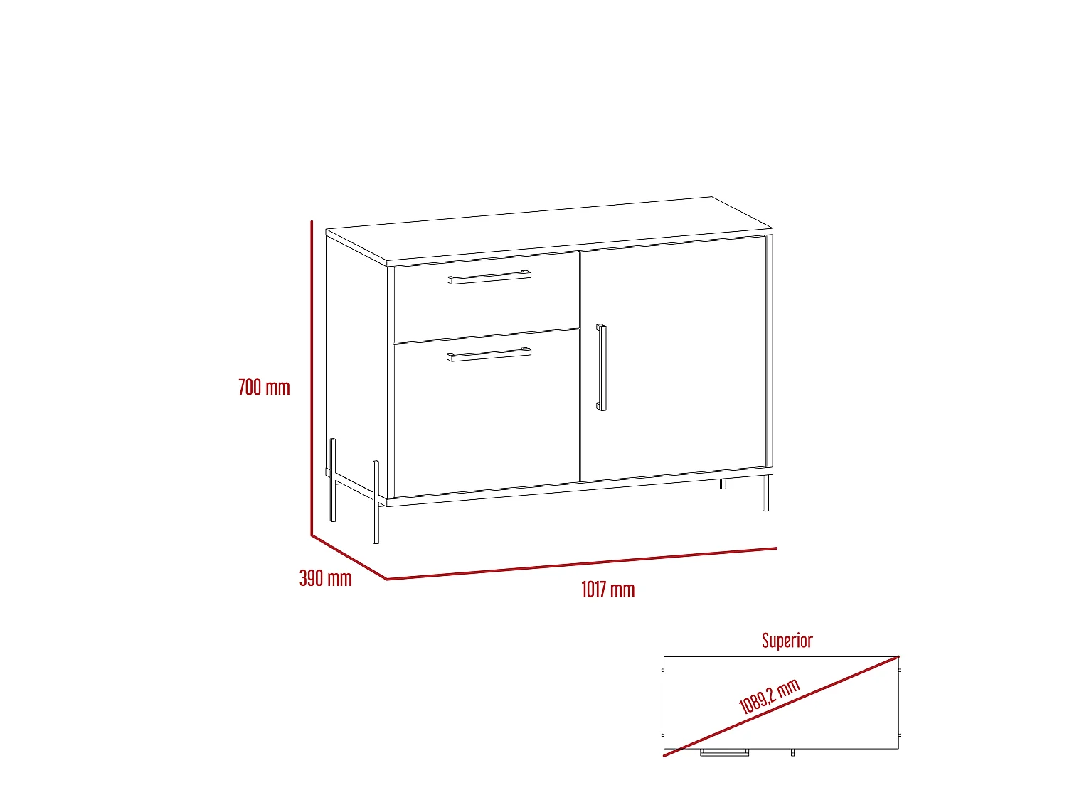 Harvard Small Sideboard with 2 Doors & 1 Drawer