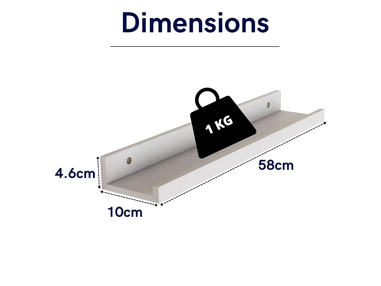 Dura 58cm Display Shelf Kit, Matt Foil Finish
