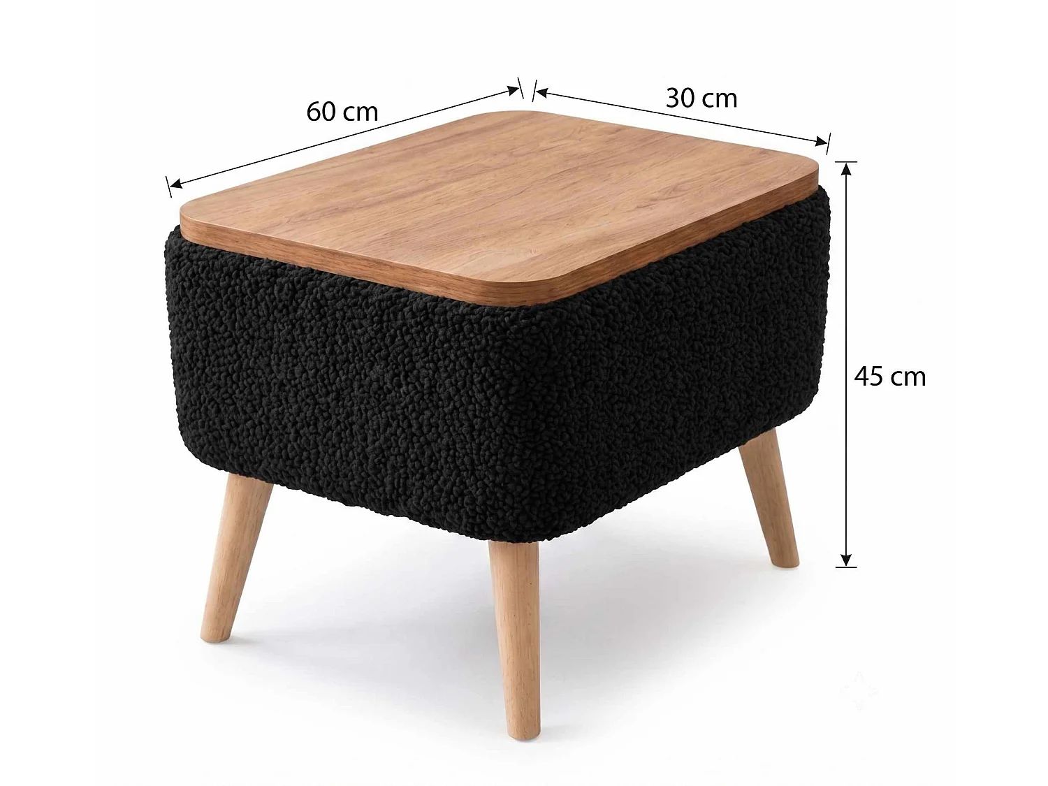 Elegant och Mångsidig "Nora" Trä Sidobord - 60 x 45 x 30 cm - Svart