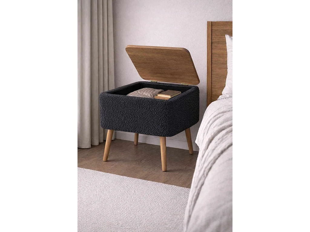 Modern Antracit Nattduksbord "Nivo" - 45 x 30 x 45 cm - Träben - Sovrumsinredning