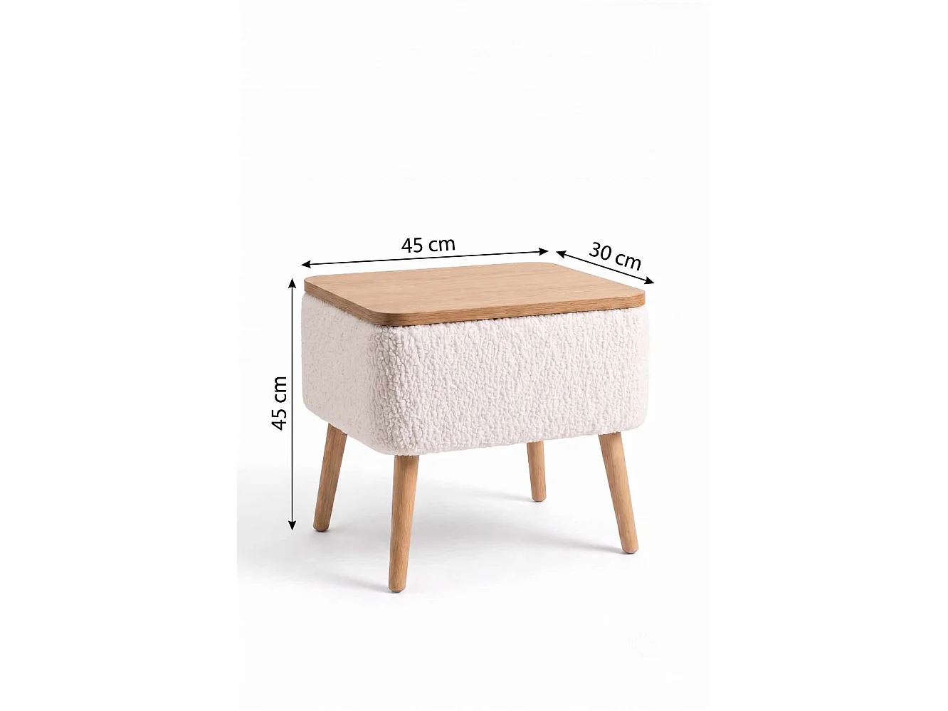 Table de Chevet en bois " Nivo " - 45 x 45 x 30 cm - Anthracite