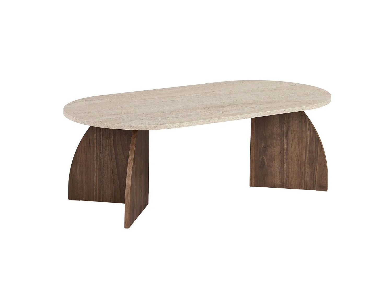 Houten salontafel "Melina" - 120 x 40 x 60 cm - Travertijn / Venezia-notenhout