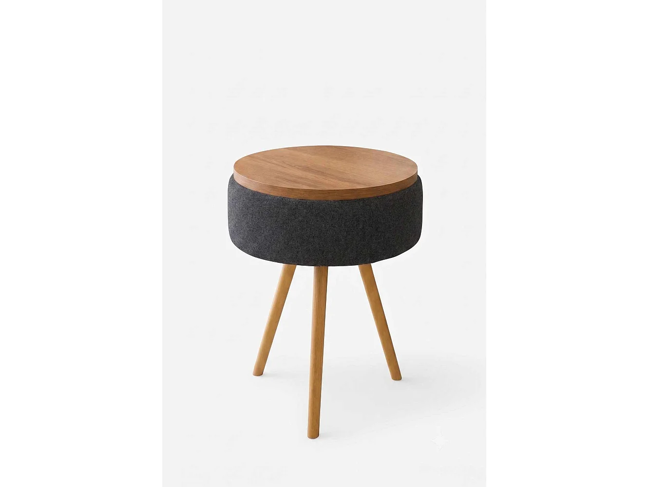 Elegant Antracit Trä Sidobord "Zgn" - Ø33 x 45 cm
