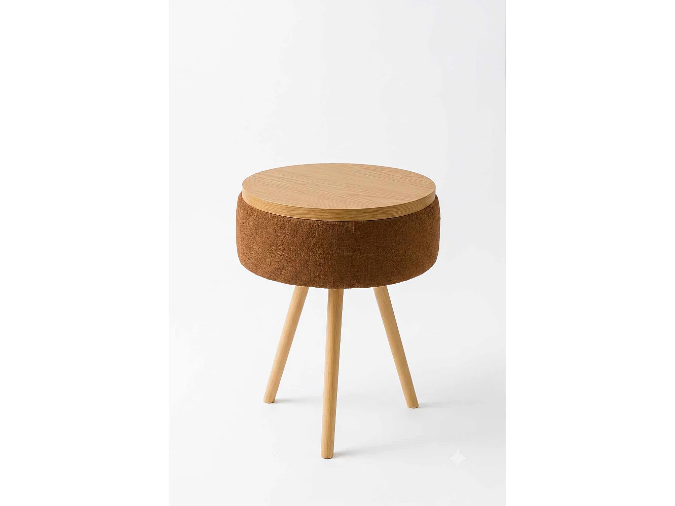 Elegant Antracit Trä Sidobord "Zgn" - Ø33 x 45 cm