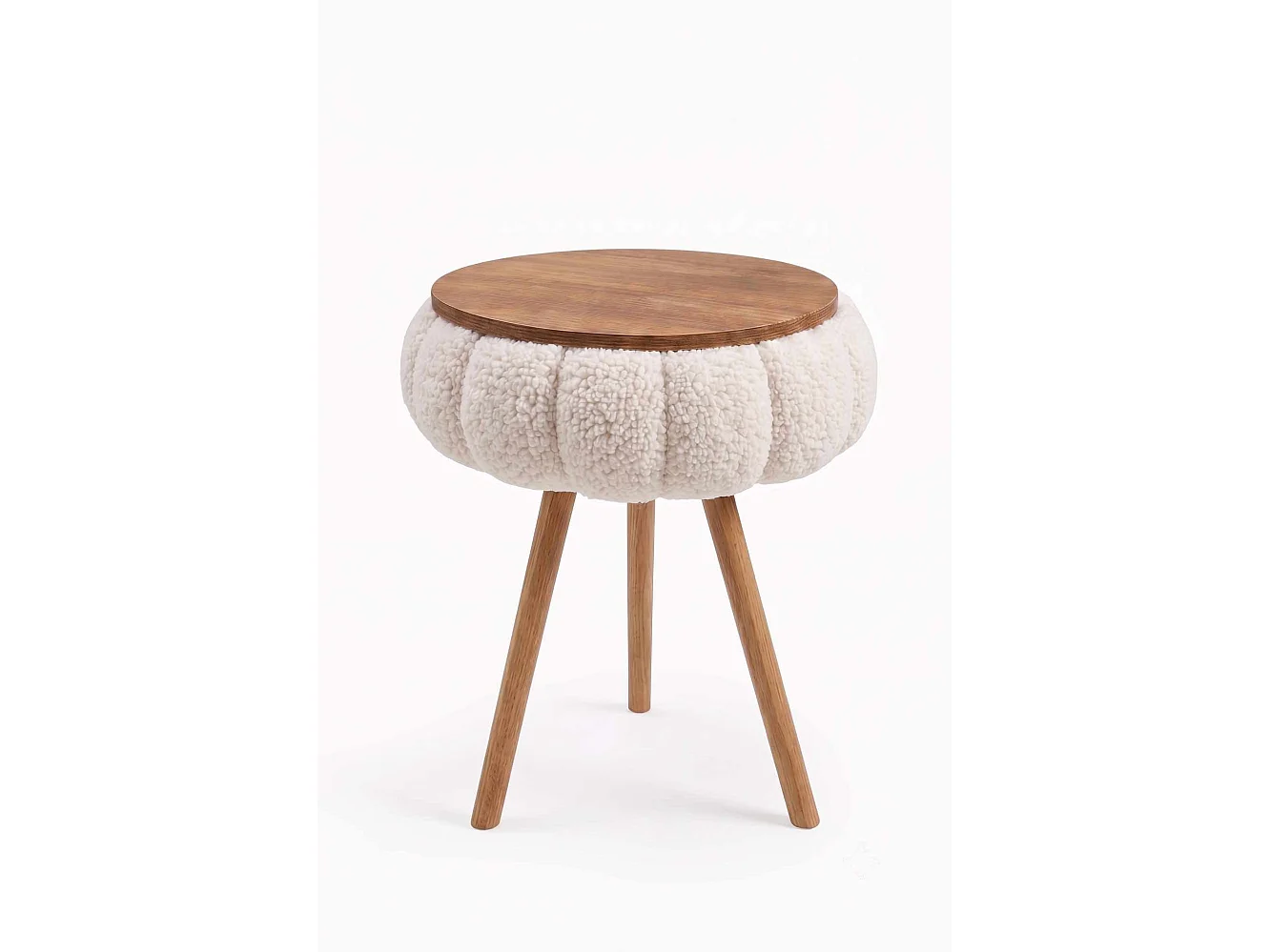 Elegant och Mångsidig Träsida "Papatya Zgn" - Beige Ø33 x 45 cm