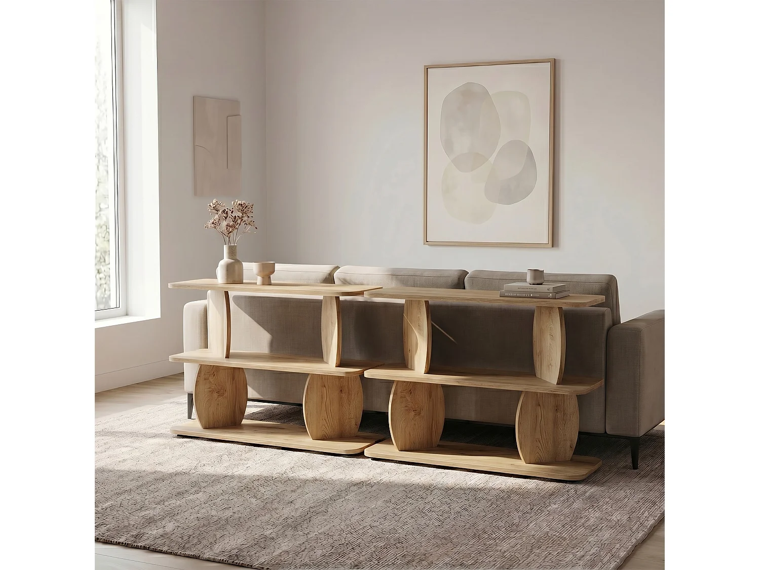 Eleganter Saphir Eiche Beistelltisch - Modernes Design - 90 x 70 x 30 cm - Saphir Eiche Farbe