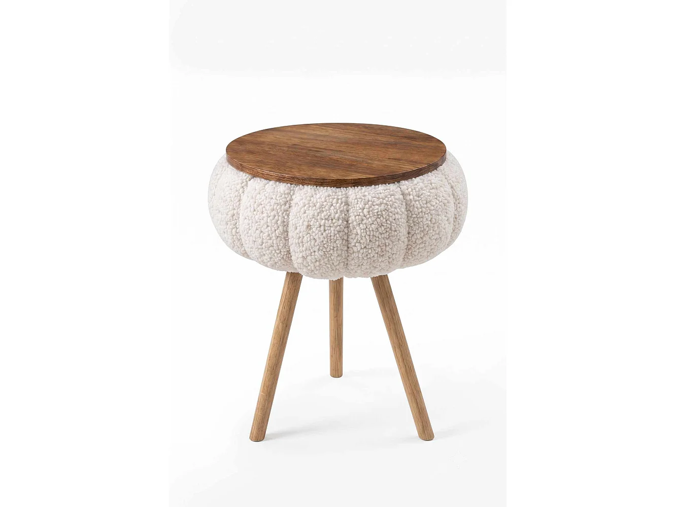 Elegant Vit TräsidoBord "Papatya Zgn" - Ø33 x 45 cm