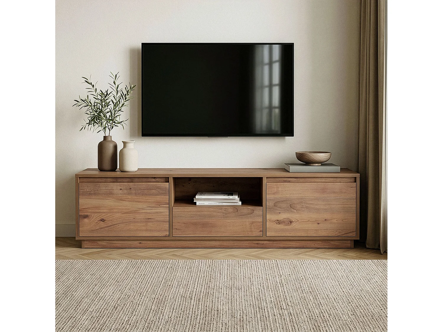 TV-Möbel aus Holz "Vanguard" – 160 x 30 x 42 cm – Atlantische Kiefer