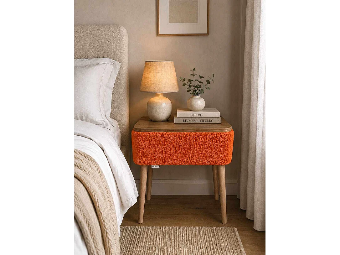 "Nova" Trä Nattduksbord - Orange 45 x 55 x 30 cm - Elegant och Funktionell