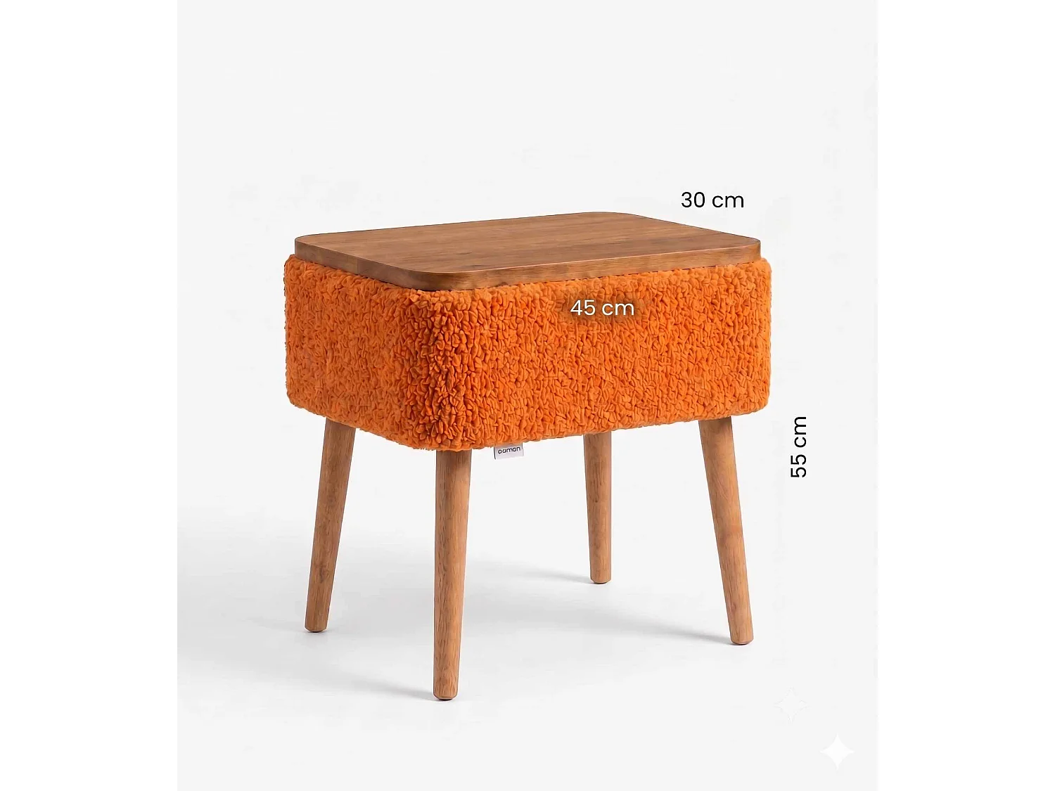 "Nova" Trä Nattduksbord - Orange 45 x 55 x 30 cm - Elegant och Funktionell