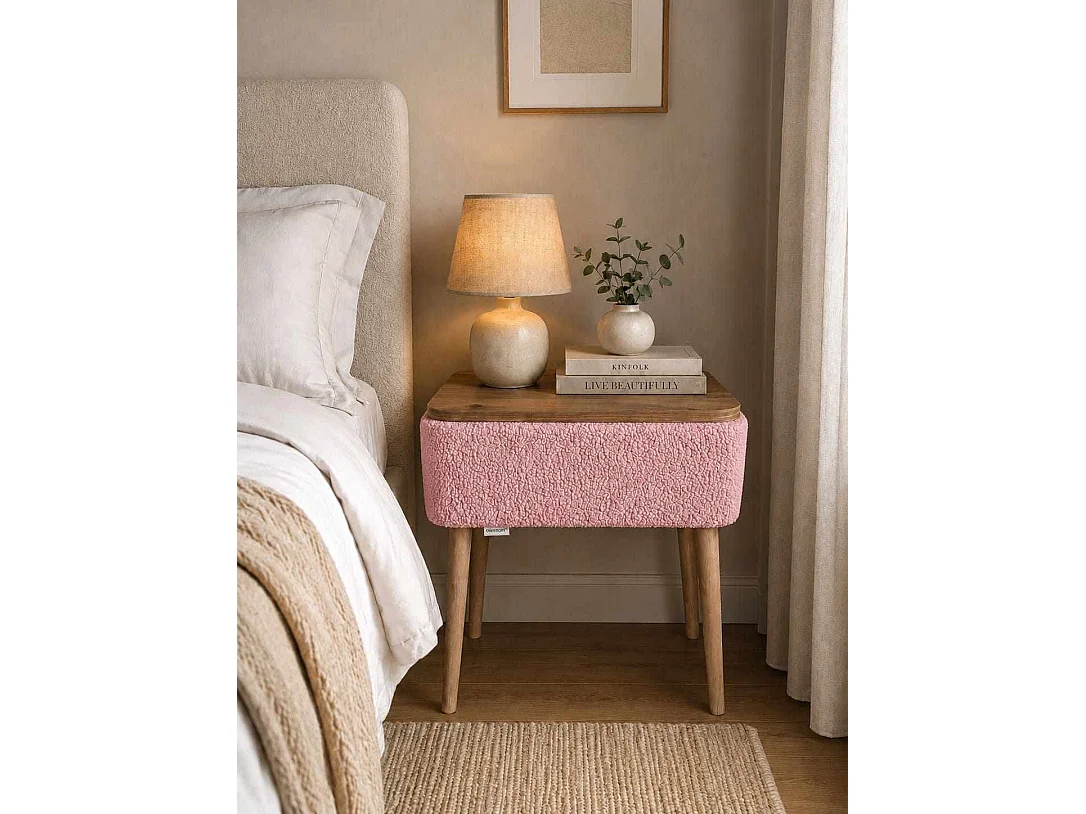 Table de Chevet en bois " Nova " - 45 x 55 x 30 cm - Rose