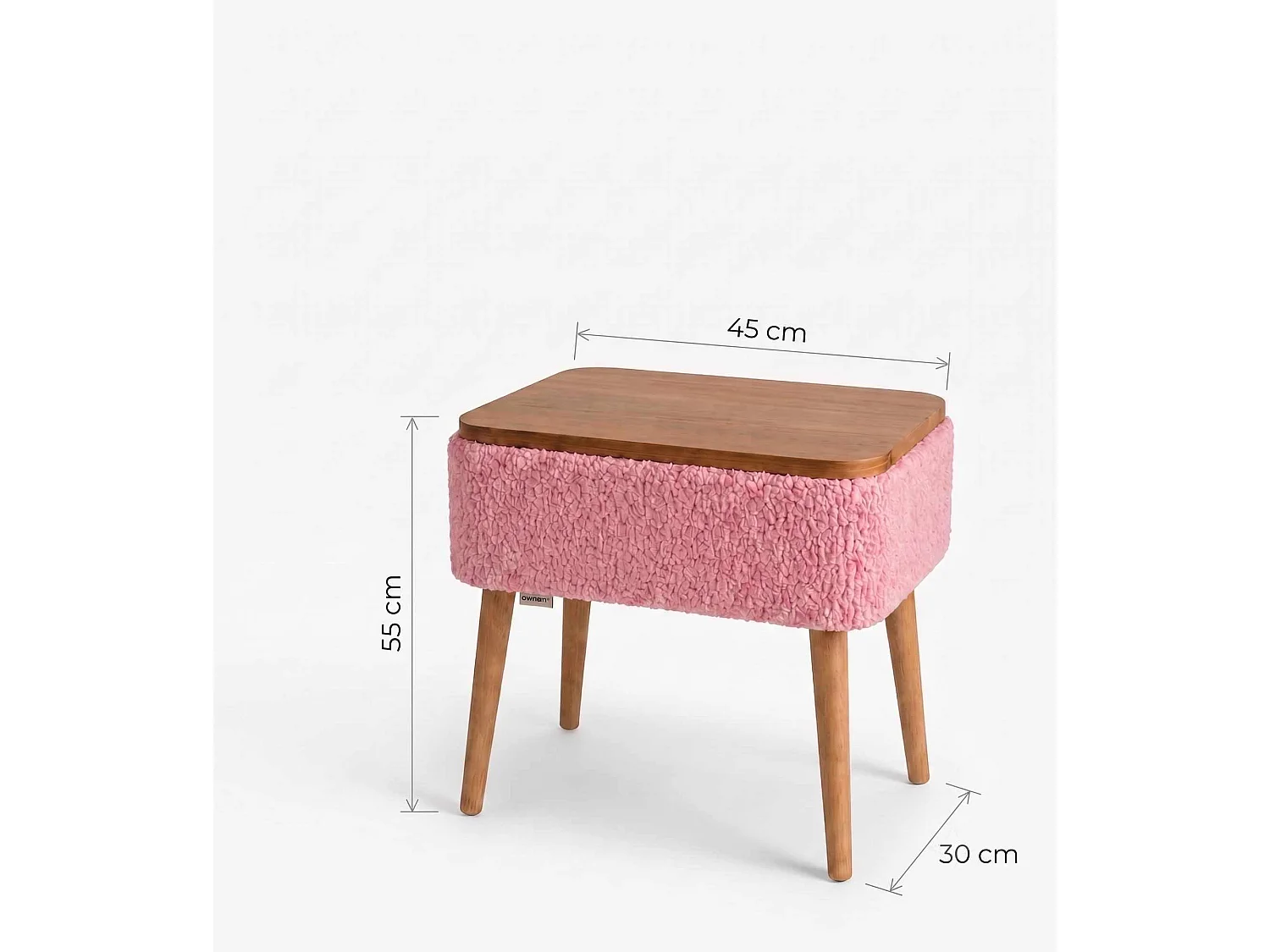 Table de Chevet en bois " Nova " - 45 x 55 x 30 cm - Rose