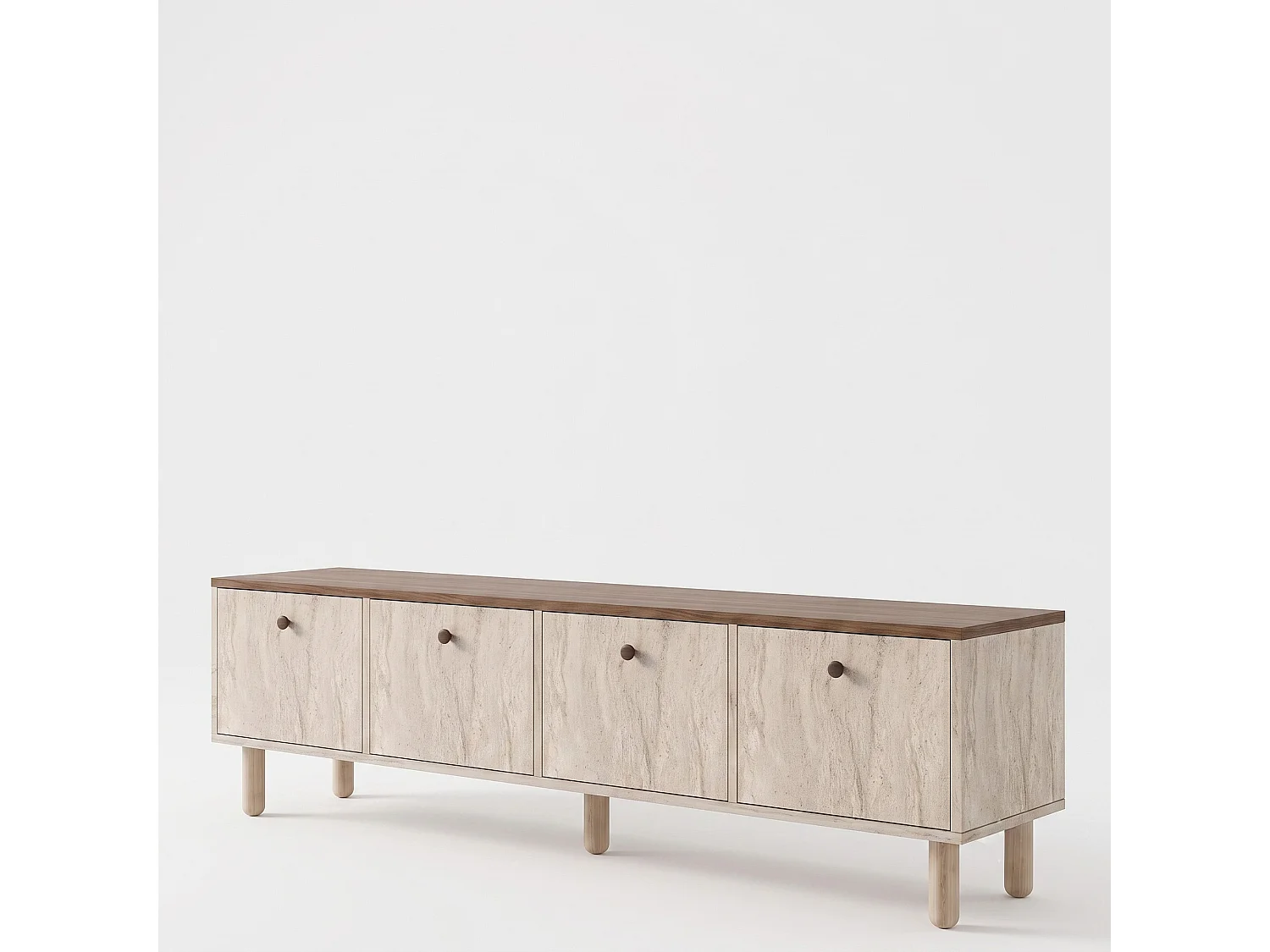 Elegant Trä TV-stativ "Pura" - Travertin / Valnöt - 180 x 50 x 40 cm