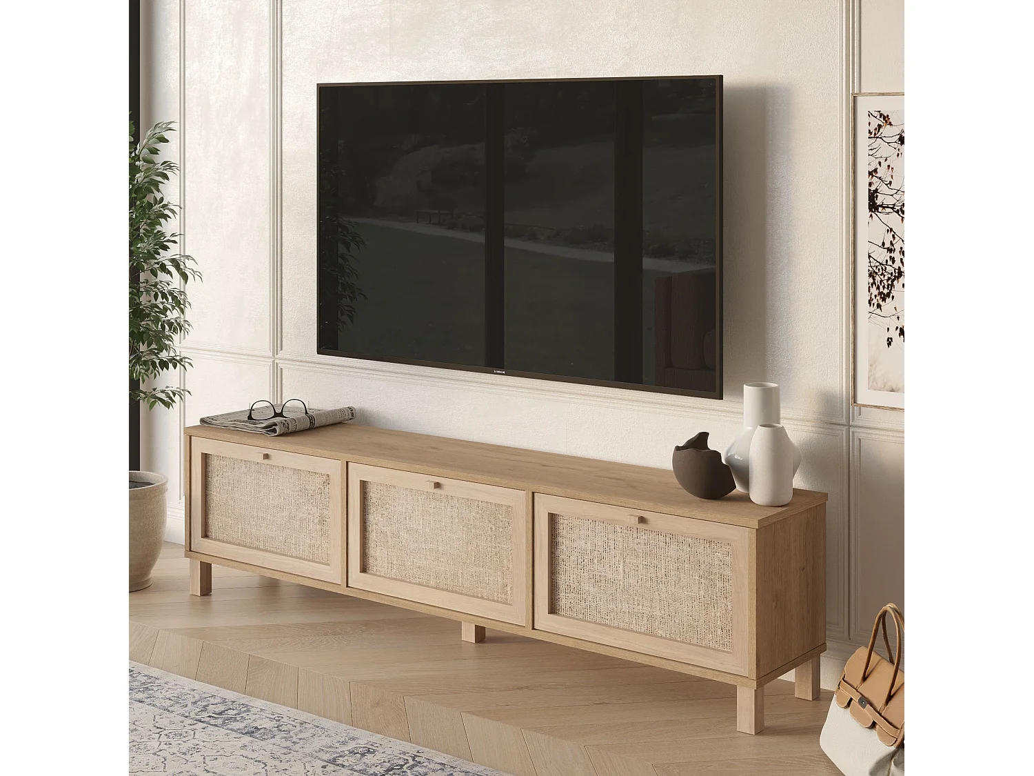 "Dune" Eiken TV-standaard - Elegant Ontwerp - 180 x 45,6 x 32 cm - Ruime Entertainment Opslag
