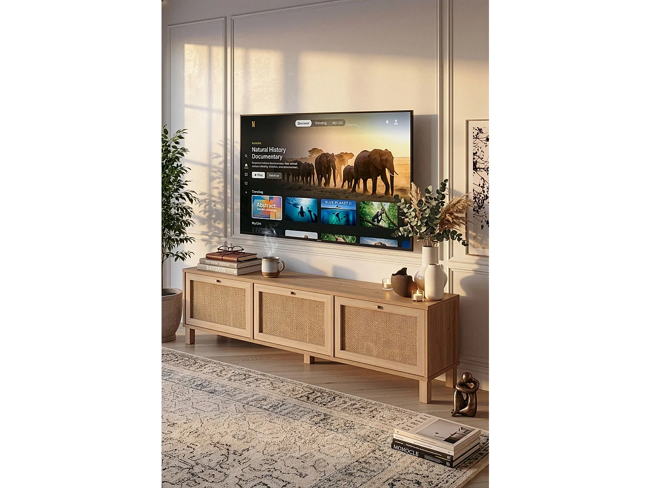"Dune" Eiken TV-standaard - Elegant Ontwerp - 180 x 45,6 x 32 cm - Ruime Entertainment Opslag