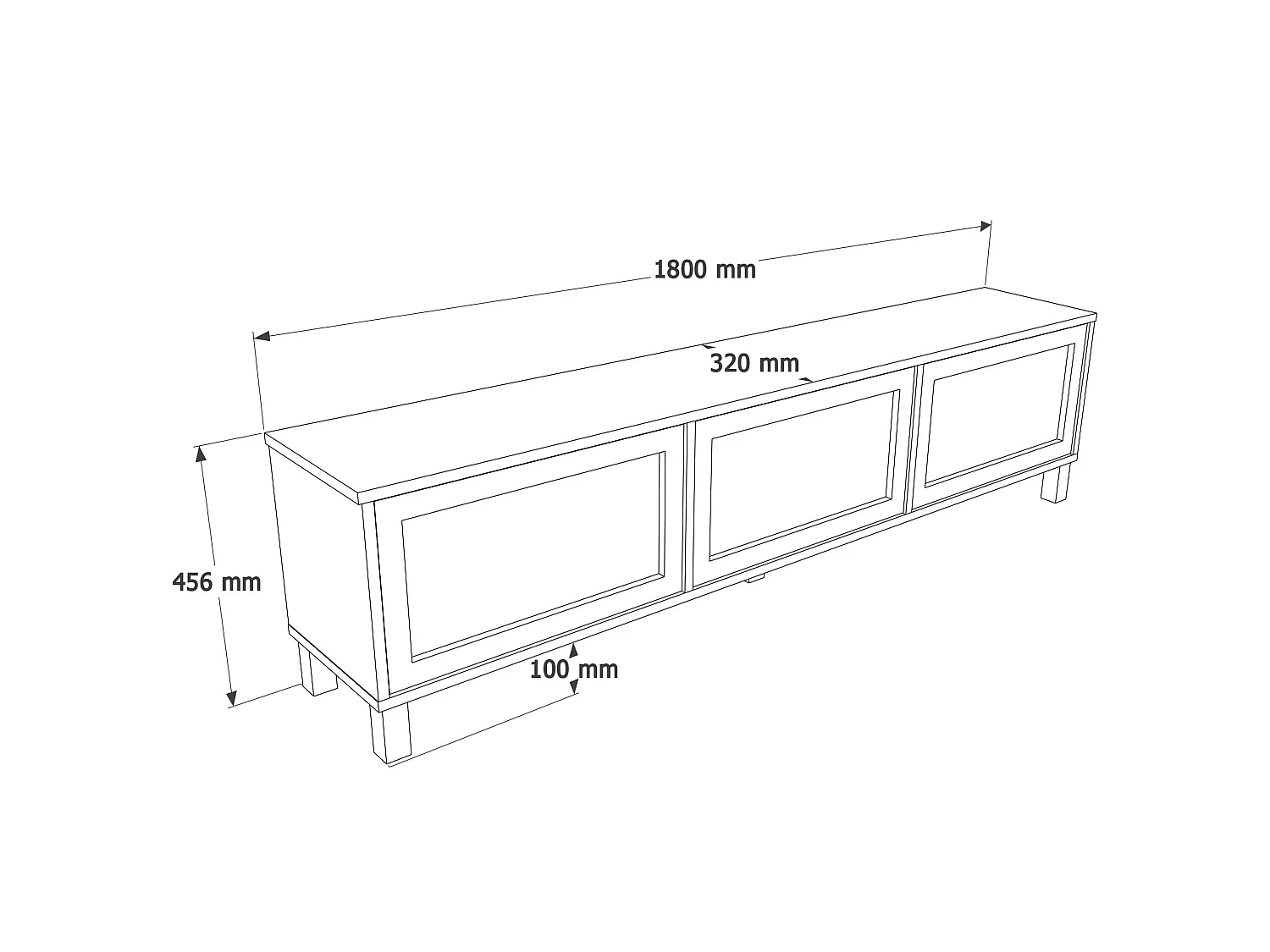 "Dune" Eiken TV-standaard - Elegant Ontwerp - 180 x 45,6 x 32 cm - Ruime Entertainment Opslag