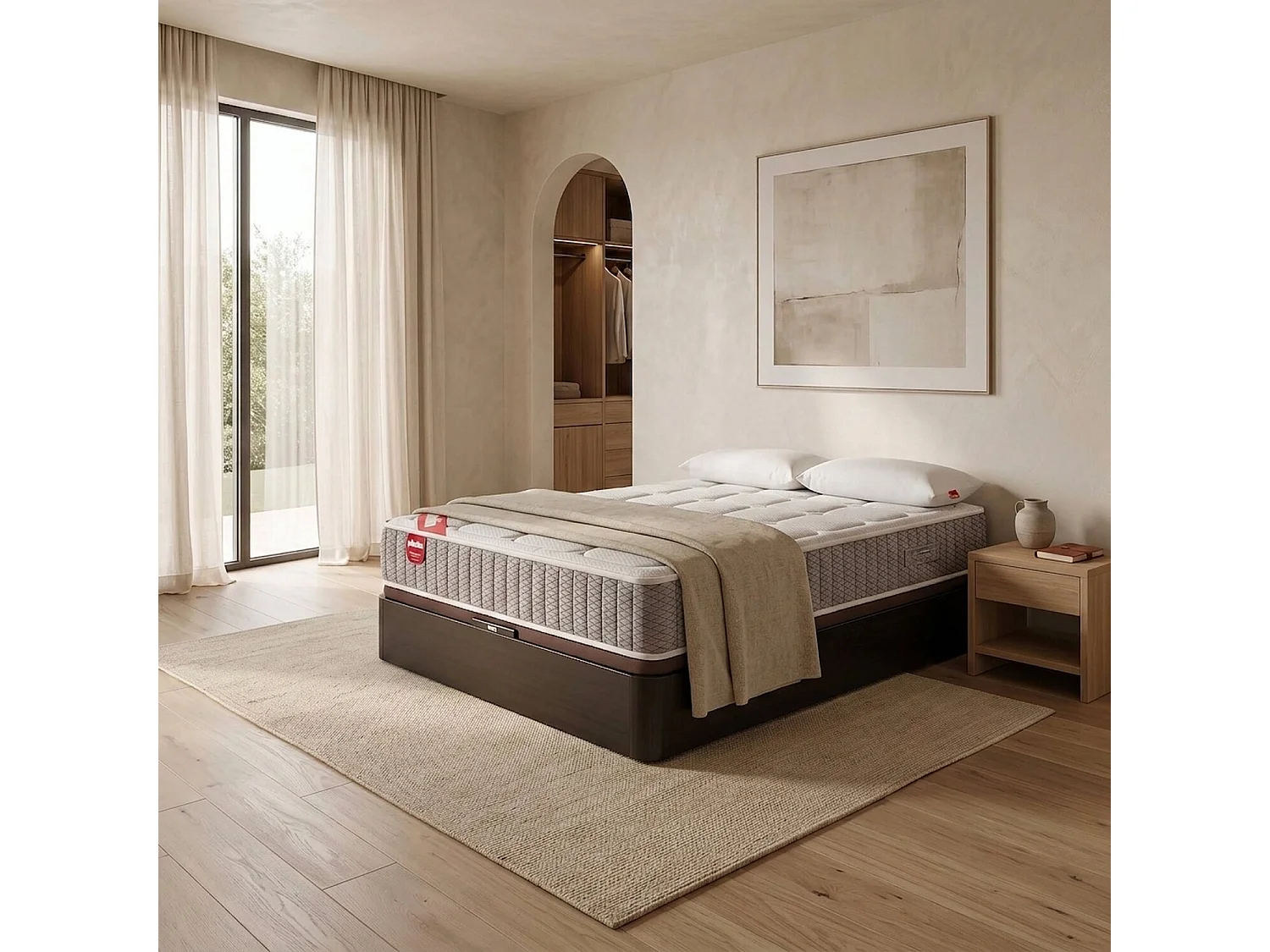 Pack colchón y canapé de 90 x 200 cm de muelles ensacados de 62 cm - TROAS + CANAPE WENGUE de PIKOLIN