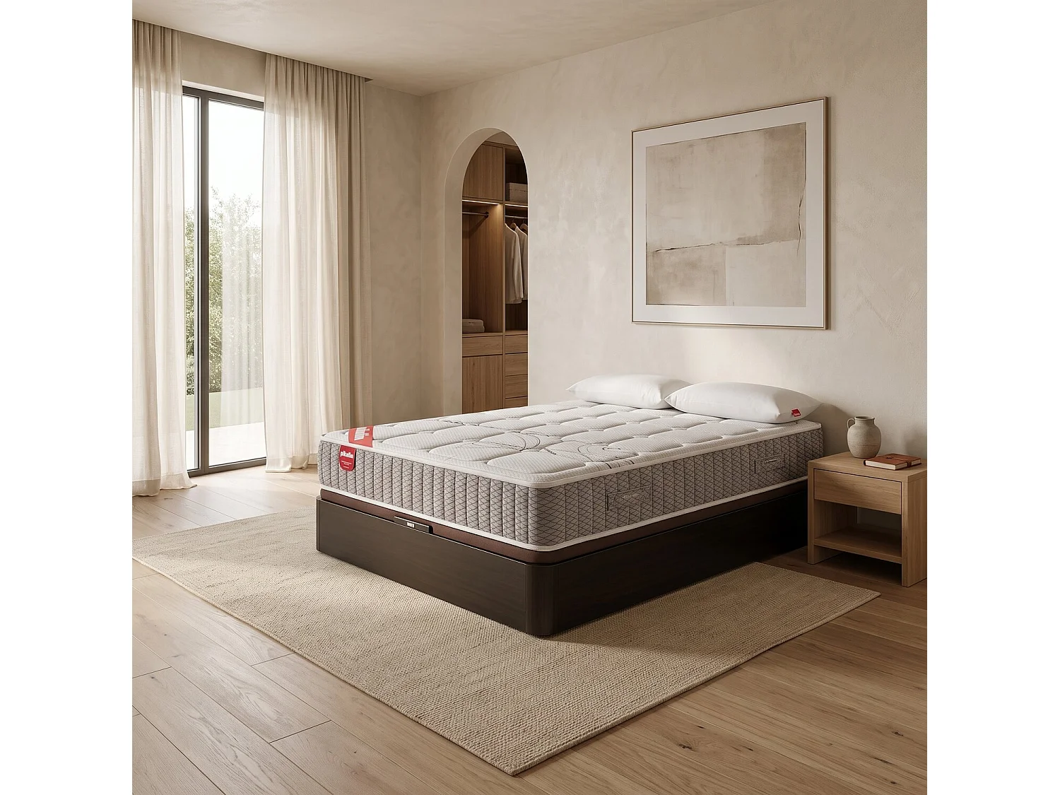 Pack colchón y canapé de 90 x 200 cm de muelles ensacados de 62 cm - TROAS + CANAPE WENGUE de PIKOLIN