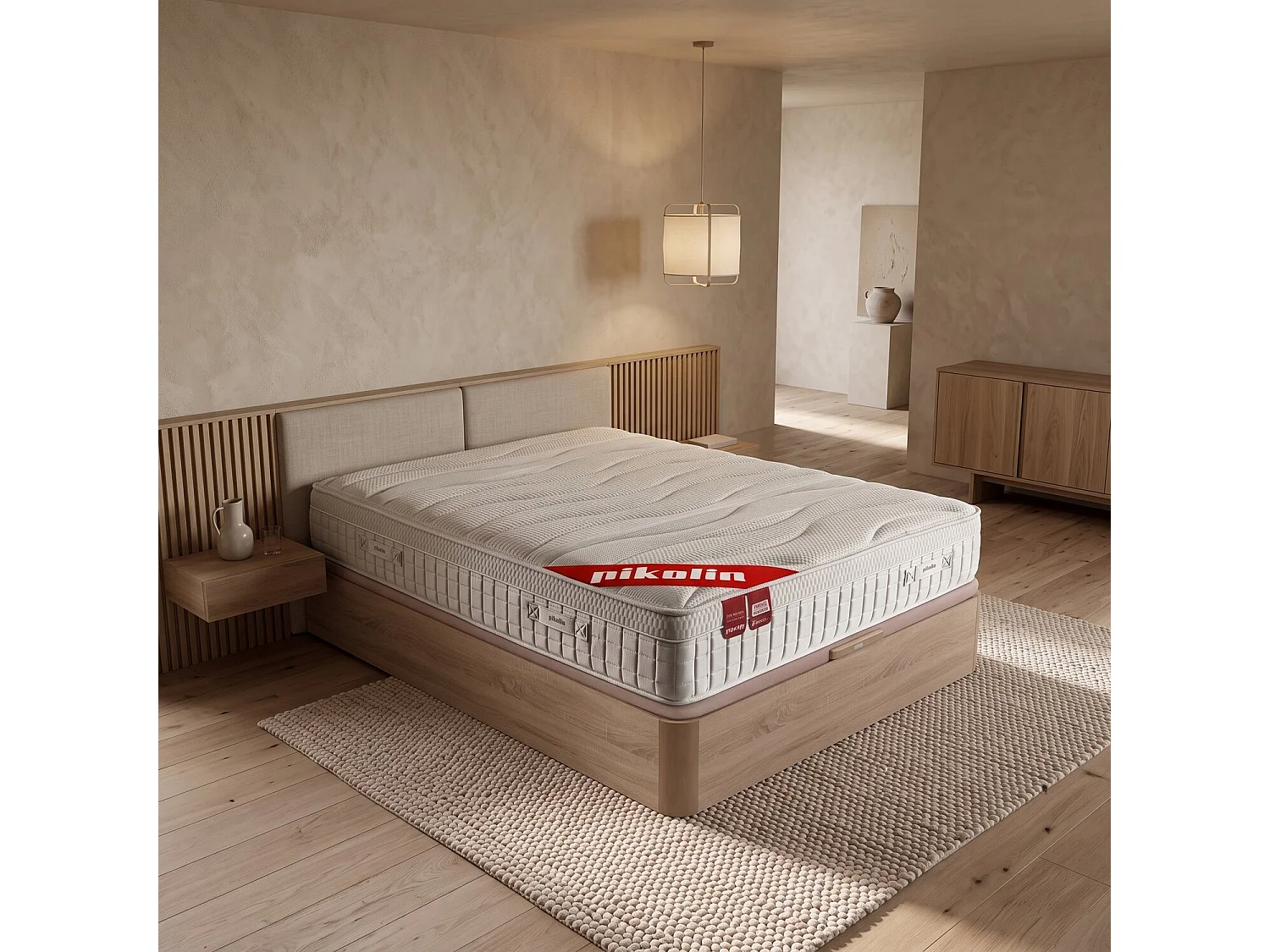 Pack colchón y canapé de 120x190 cm de espuma viscoelástica de 61 cm - PACK COLCHON ANIVERSARIO HOTEL + CANAPÉ NATURAL de PIKOLIN
