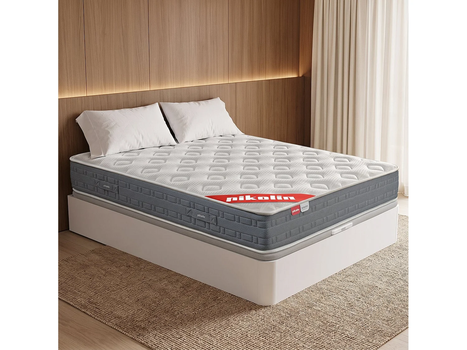 Pack colchón y canapé de 80 x 200 cm de muelles ensacados y viscoelástica de 60 cm - PACK COLCHON GALEÓN + CANAPÉ ABATIBLE BLANCO de PIKOLIN