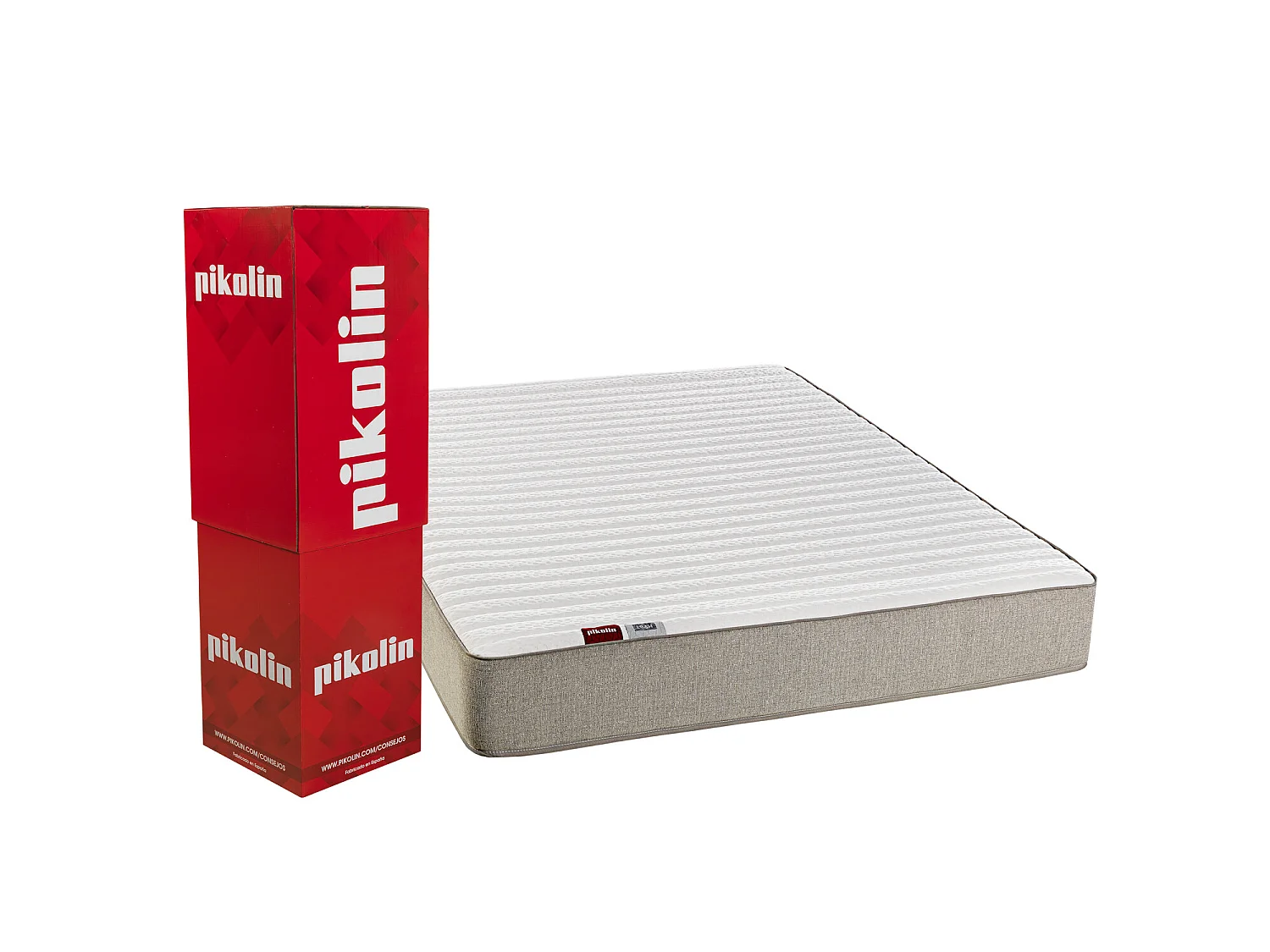 Pack colchón y canapé de 120 x 190 cm de espuma HR de 56 cm - LEAH + CANAPE NATURAL de PIKOLIN