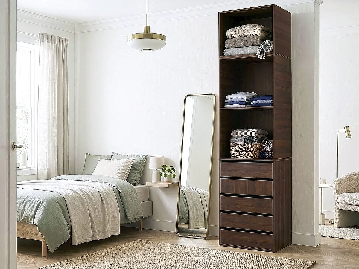 Módulo de elevação para roupeiro em madeira <<Opéra>> - 60 x 45 x 40 cm - Castanho